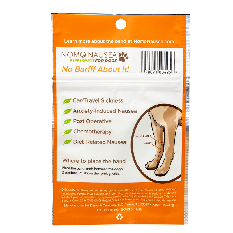 NOMO Peppermint Aromatherapy Motion Sickness Relief Bands for Dogs | Anti-Nausea Wristbands with Gentle Acupressure | 30-Second Nausea Relief Band | Medium to Large | Nude | Single Pack - PawsPlanet Australia