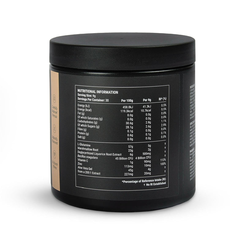 Advanced Gut Repair Formula 270g Vanilla | 5g L-Glutamine, Marshmallow Root, DGL, Aloe Vera & Zinc | Advanced Gut Support with 4 Billion CFU Probiotic | Vegan & Halal