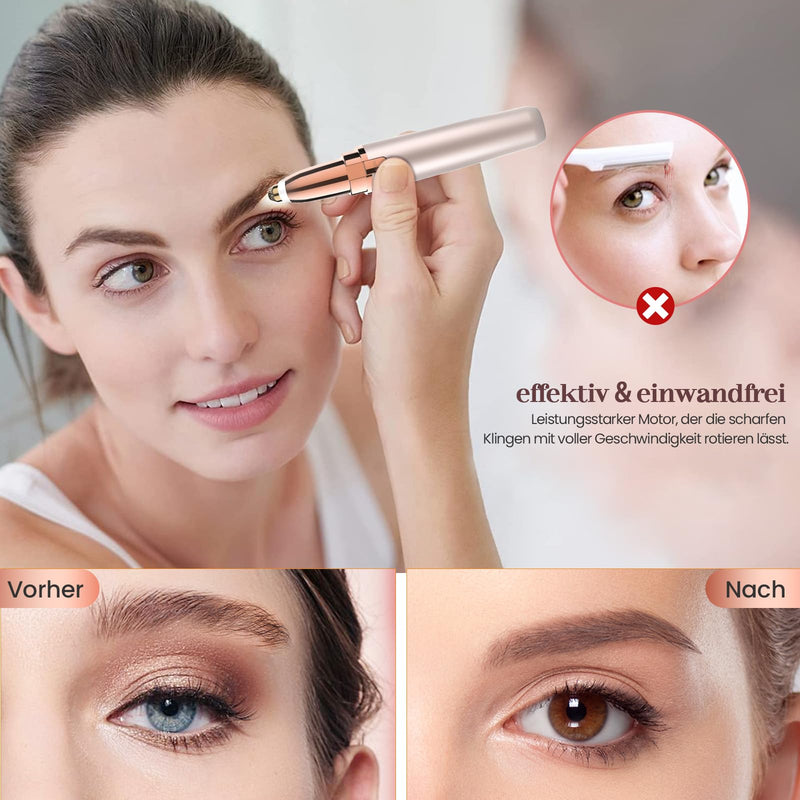 [Australia] - Eyebrow razor electric eyebrow trimmer women: electric eyebrow epilator precision eyebrow trimmer women, painless eyebrow hair remover for women rose golden 