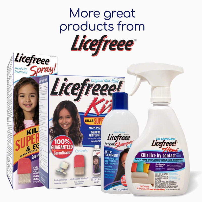 [Australia] - Licefreee Spray Family Size Lice Treatment for Kids & Adults, Easy Use Lice Spray Kills Head Lice, Eggs, Super Lice on Contact, Includes Metal Lice Comb, Multiple Treatments, 12 oz 