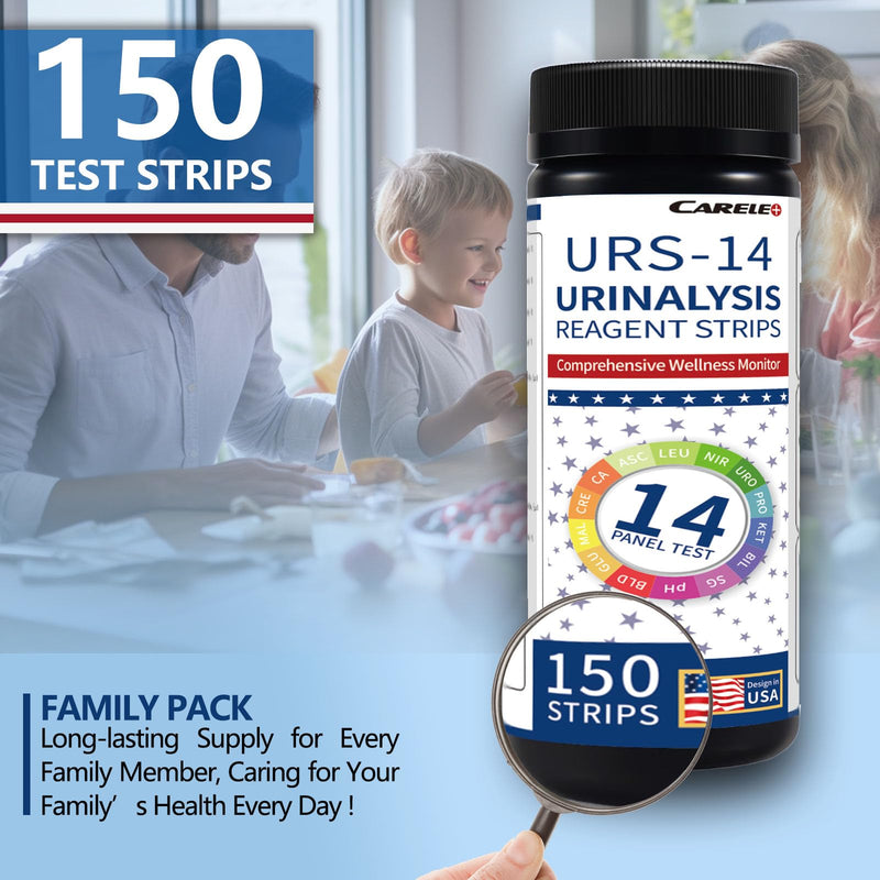 [Australia] - 14 Parameters Urine Test Strips for Urinalysis | 150 Strips - Testing for Kidney, Liver, UTI, Keto Diet, Ketosis, PH, KET, Prot, SG, BIL, CRE, BLO, and +7 More 