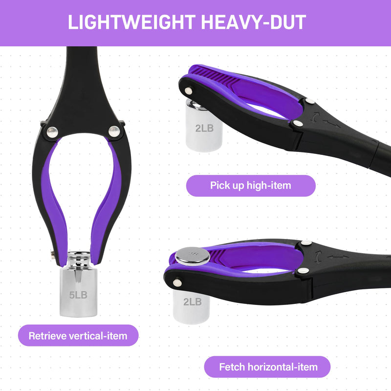 [Australia] - 2 Pack 32 inch FDA Registered GrabRunner Heavy Duty(up to 10 lbs) Reacher Grabber Tool with Strong Magnetic (New Purple) Purple(pack of 2) 
