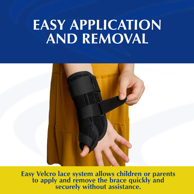 [Australia] - Brace Direct Pediatric Thumb Spica Wrist Splint for Kids - Childrens Thumb Immobilizer for Sprains, Tendonitis, Carpal Tunnel, Juvenile Arthritis (Child: Right Wrist 3-5" Circ) 