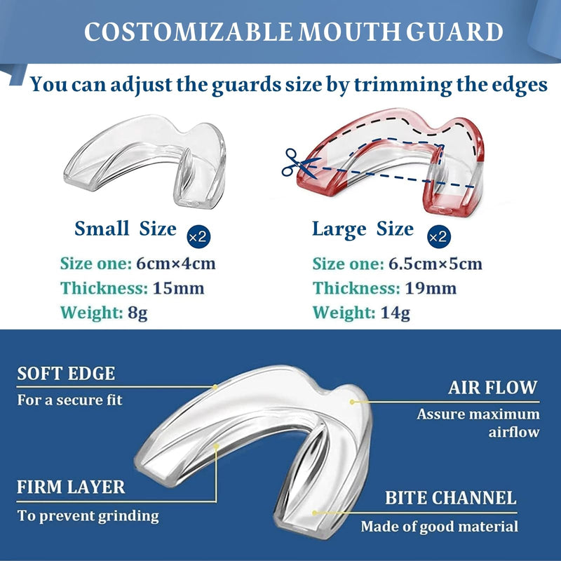[Australia] - Mouth Guard for Clenching Teeth at Night, 4 Pcs Night Guards for Teeth Grinding, Professional Dental Guards for Grinding Teeth, Moldable Mouthguards for Grinding of Teeth, Teeth Grinding Guard Matte White 