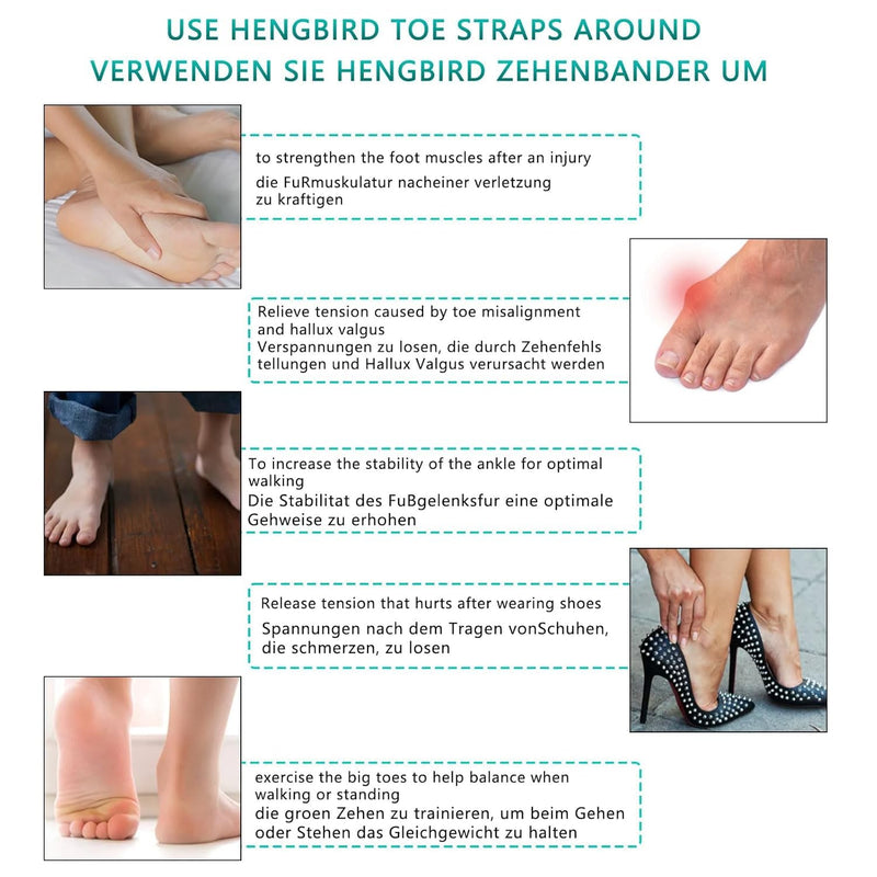 [Australia] - DAKLUNAR 4PCS Hallux Valgus Training Band for Bunion Toes for Men and Women Toe Separators to Relieve Bunion Pain Easy to Use and Comfortable（Black, Blue, Green, White） 