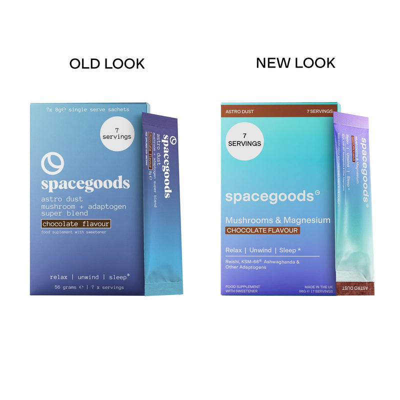 Spacegoods Astro Dust 7 Day Sachet Pack | Contains Magnesium and Ashwagandha, Relax Unwind & Sleep Deeply, Soothe Body & Mind, Chocolate Flavour