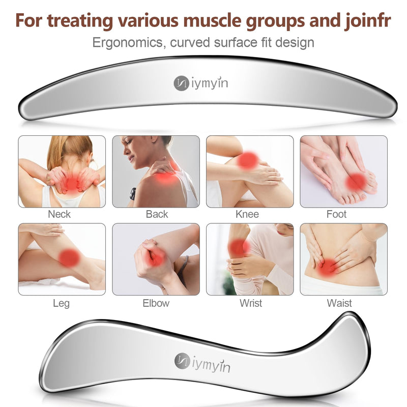 304 Stainless Steel Fascia Gua Sha for IASTM & Sore Muscle Massage | 5-in-1 set, muscle scraper, myofascial release, soft tissue mobilization, physical therapy, deep tissue, pain relief, gift