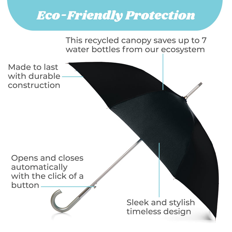 Totes Unisex Auto Open J-Handle Stick ECO Umbrella One Size Tonal Tan Leopard