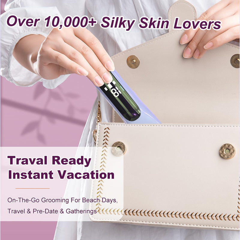 [Australia] - Electric Shaver for Women,2-in-1 Painless Hair Removal & Trimmer, IPX7 Waterproof for Shower Use for Face & Body Smooth Skin with LED Display, Rechargeable Razor for Travel Use Purple 