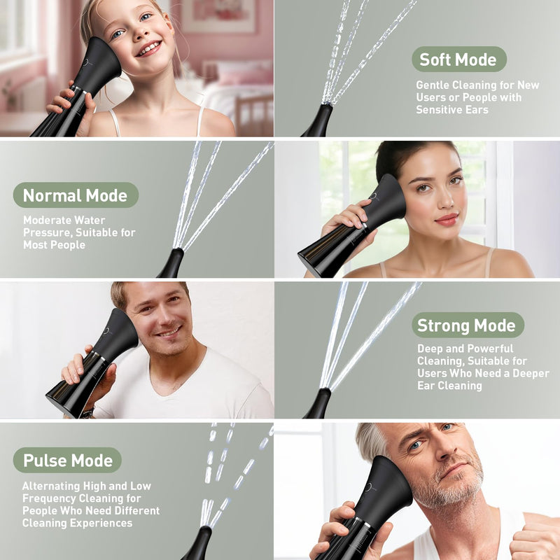[Australia] - Ear Wax Removal - Electric Ear Cleaner with IPX7, Ear Cleaning Kit Effective & Safe Ear Wax Cleaner Irrigation Flushing System, 4 Pressure Modes, 6 Tips 
