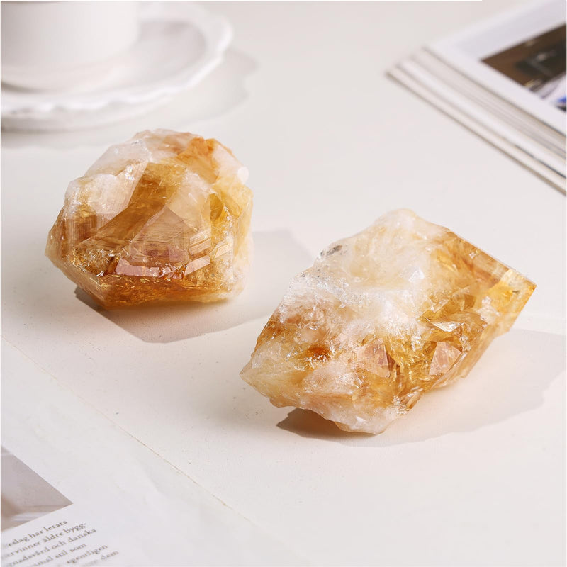 Amogeeli Natural Raw Citrine Rough Healing Crystal Pocket Stone DIY Jewelry,Home Decor, 2.95"-4.72" 2.95"-4.72"
