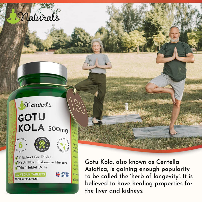 180 Gotu Kola Vegan Tablets for Adults - (6 Months Supply) 500mg Herbal Centella Asiatica for Stress & Anxiety - UK Manufactured
