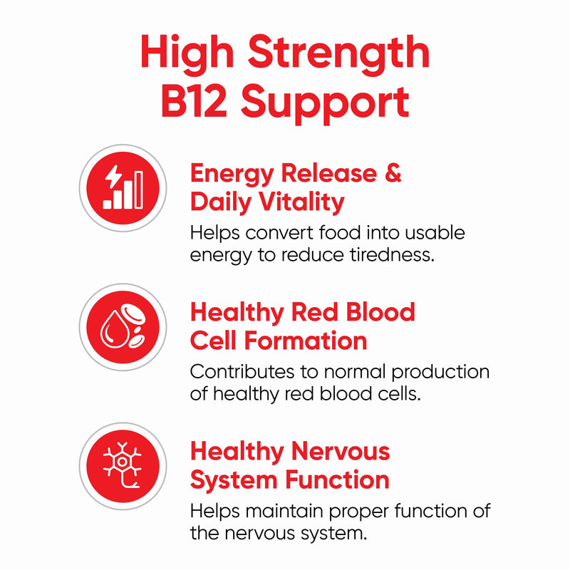 Vitamin B12 Liquid 1000µg – High Strength B12 Supplement – Supports Reduction of Tiredness and Fatigue – Energy and Immune System – Vegan and Vegetarian Friendly – Raspberry Flavour – 100ml