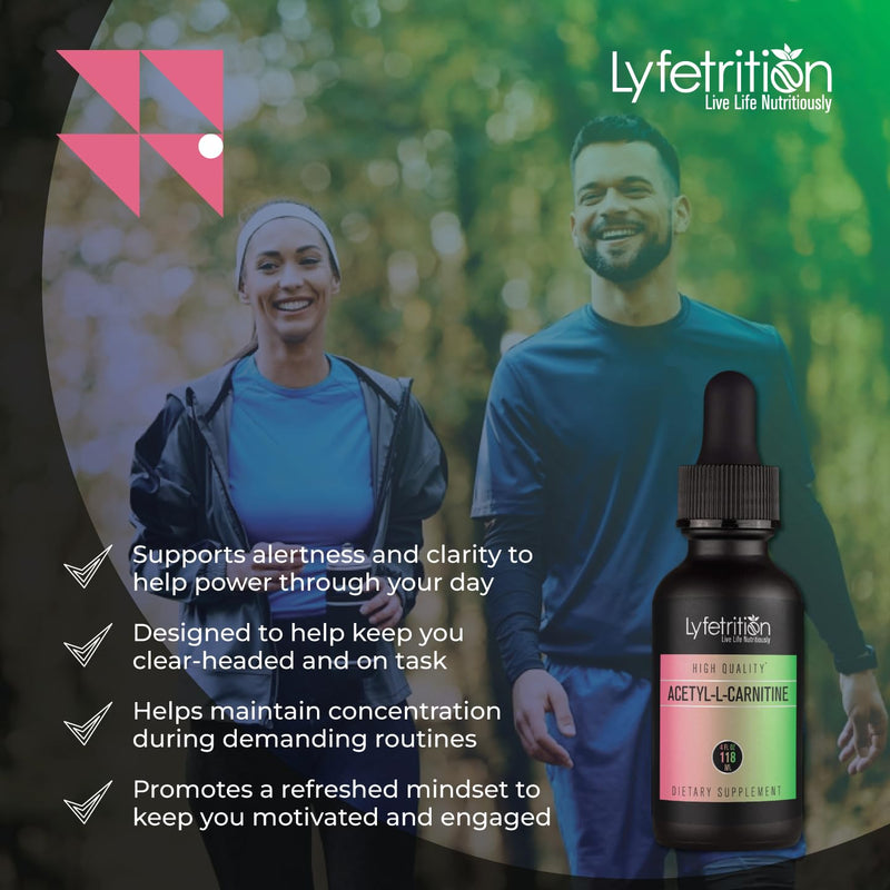 Lyfetrition Acetyl-L-Carnitine Liquid Supplement 118 ml, 4 FL Oz Liquid, 220 Servings, Made in USA, Quick Absorption, Potent Ingredients, Non-GMO