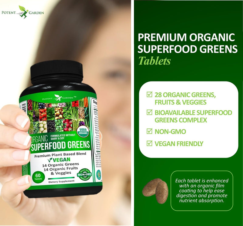 [Australia] - 2-Pack Organic Superfood Greens, Fruit and Veggie Supplement Rich in Vitamins & Antioxidants with Alfalfa, Beet Root & Tart Cherry to Boost Energy, Immunity & Gut Health, 120 Ct 