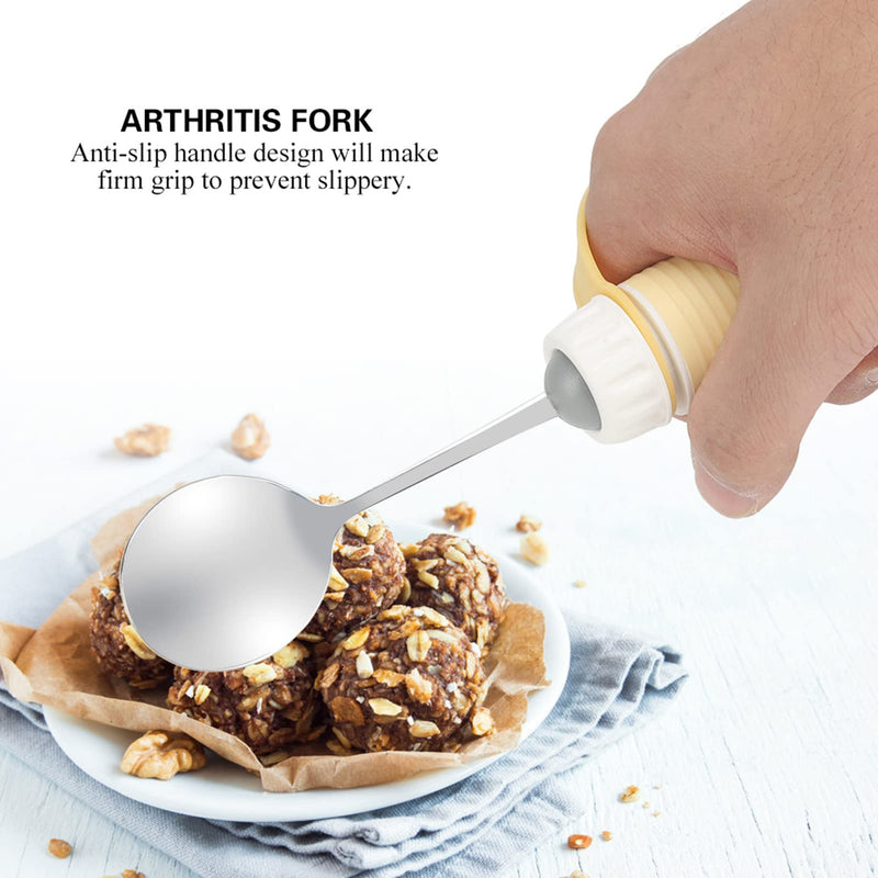BORDSTRACT Adaptive Utensils, Flexible Fork/Spoon with Adjustable Strap, Rotatable Tip and Nonslip Handle, Eating Utensils for Parkinson’s, Arthritis, Elderly, Disabled(Spoon)