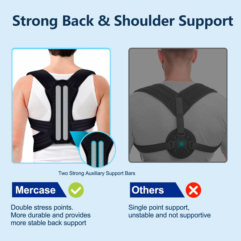 Mercase Professional Posture Corrector for Men & Women, Maximum Support Back Brace, Adjustable & Rigid for Upper Back Pain, Shoulder Relief, Spine Alignment, Stops Slouching, Medium (23-32 in) Medium (Pack of 1)