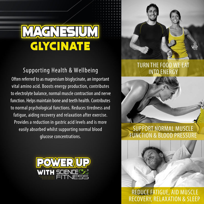 Magnesium Glycinate Supplement, 240 Capsules of Magnesium Bisglycinate, Maximum Absorption,1500mg per Serving, Made in the UK-Science Fitness 240 count (Pack of 1)
