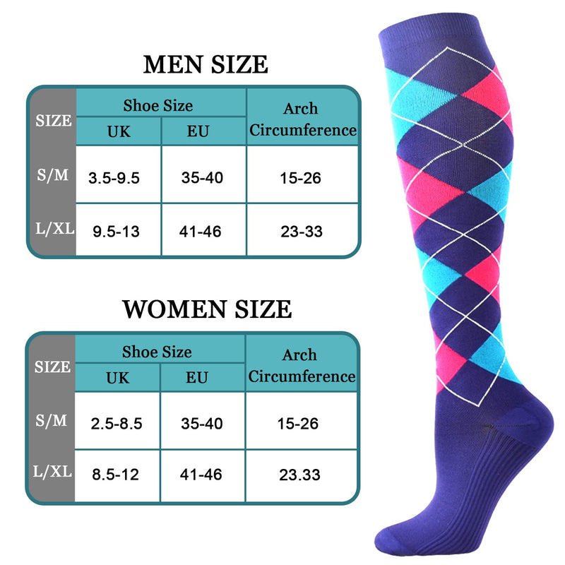 [Australia] - 8 pairs of compression stockings for men and women (15-20 mmHg), compression socks, support stockings for nurses, sports, flight, travel, running, athletics, pregnancy, medical, blood circulation S-M Assorted 1 (8 pairs) 