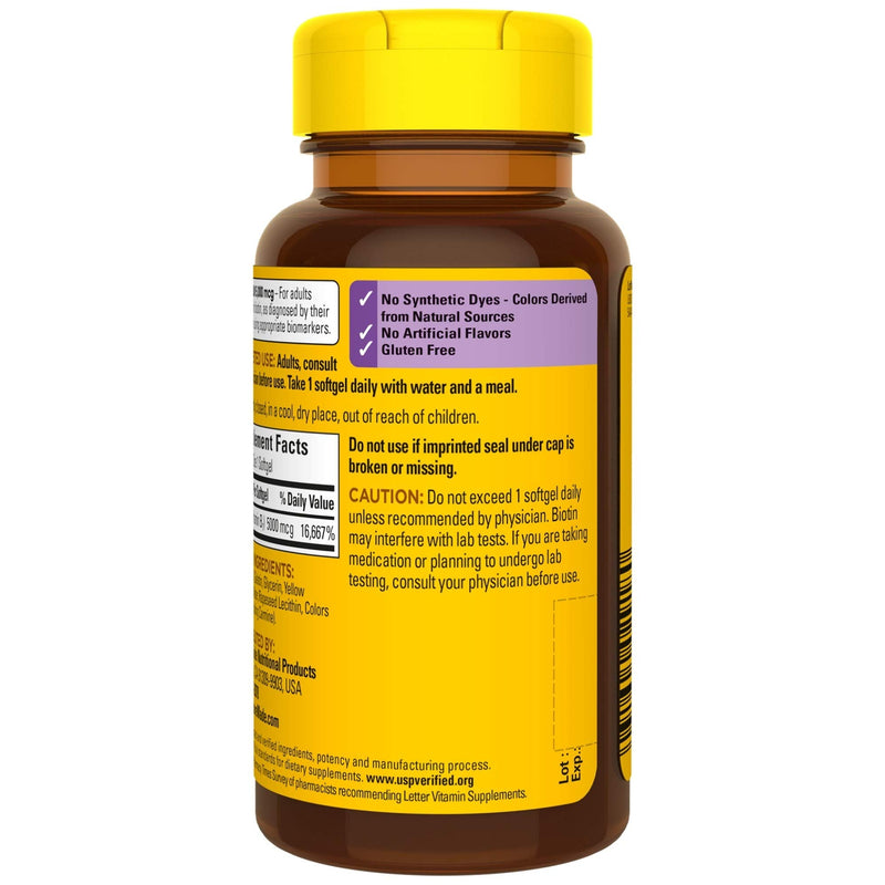 [Australia] - Nature Made Maximum Strength Biotin 5000 mcg, Dietary Supplement may help support Healthy Hair, Skin & Nails, 120 Softgels 120 Count (Pack of 1) 