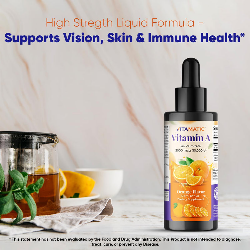[Australia] - Vitamatic Sugar Free Vitamin A Liquid Drops 10000 IU (3000 mcg) as Retinyl Palmitate - Approximate 4 Months Supply - Immune Support, Eye Health, Skin Health - 2 FL OZ (59 ml) (2 Packs) 