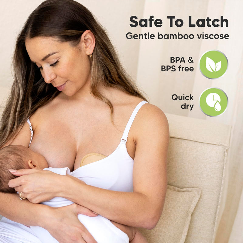 [Australia] - 14-Pack Organic Nursing Pads - Washable Breast Pads for Breastfeeding, Nursing Bra Nipple Pads for Breastfeeding, Pumping Bra Reusable Breast Pads, Maternity Breastfeeding Bra Pads (Neutrals, L 4.8") Neutrals Large 4.8" 