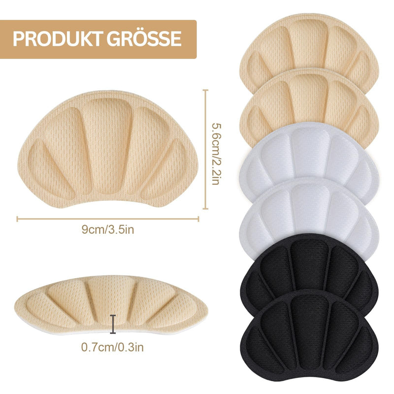 [Australia] - Kronwahl 3 Pairs Heel Protector Shoe Insoles, Premium Heel Pad for Shoes, Comfortable Heel Protector, Self-Adhesive Non-Slip Heel Cushions for Optimum Comfort Beige, White, Black 