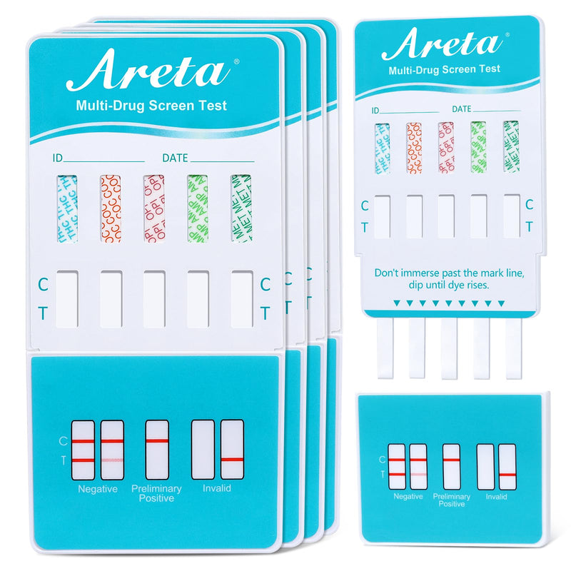 Areta Multi-Drug Screen Test: Detect THC, AMP, COC, MET, OPI (Most-Used Drugs), 10 Pack Urine Drug Test Kits Highly Accurate Marijuana Home Screening Detox -#ADTP-254