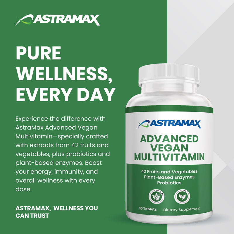Advanced Vegan Multivitamin | Whole Food-Based Vitamin & Mineral Complex with 26 Nutrients, B12, D3, Probiotics & 42 Superfoods | Daily Vitality Formula | Non-GMO, Gluten-Free | 90 Count