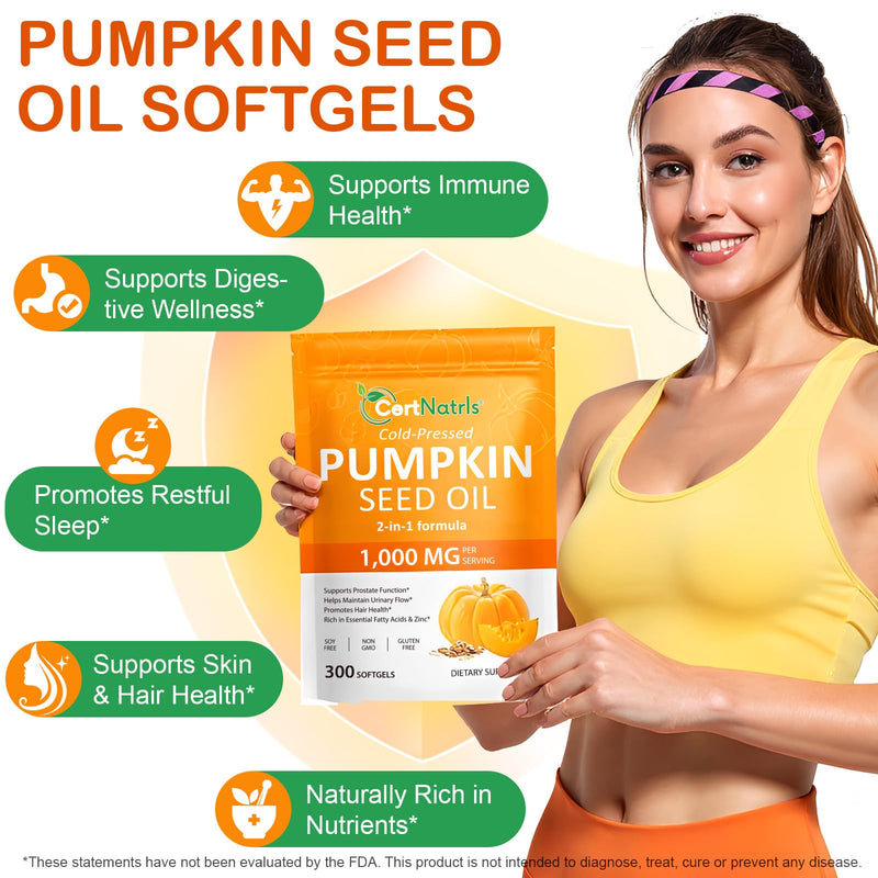 [Australia] - Pumpkin Seed Oil Capsules,2 in 1 Pumpkin Seed Oil with Saw Palmetto, Supplements Supports Hair Growth, Bladder & Prostate Health | Non-GMO 