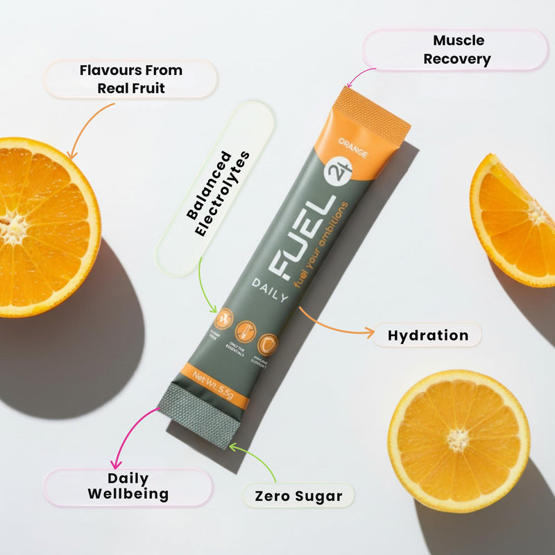 Fuel24 Electrolytes - Daily Hydration Sachets, Zero Sugar, Electrolyte Powder (10 or 30 Pack) Essential Minerals - Sodium, Magnesium, Potassium, Vitamin C B12 & L Glutamine (30 Pack, Orange)