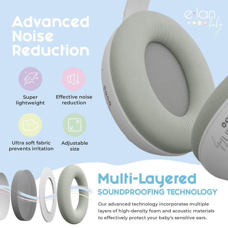 [Australia] - 2-in-1 Baby Ear Muffs Noise Protection - Baby Headphones for Noise & Plane Travel - 2 Headbands - Toddler Ear Protection for Infant & Toddler Travel Essential, Age 1-36 Months 