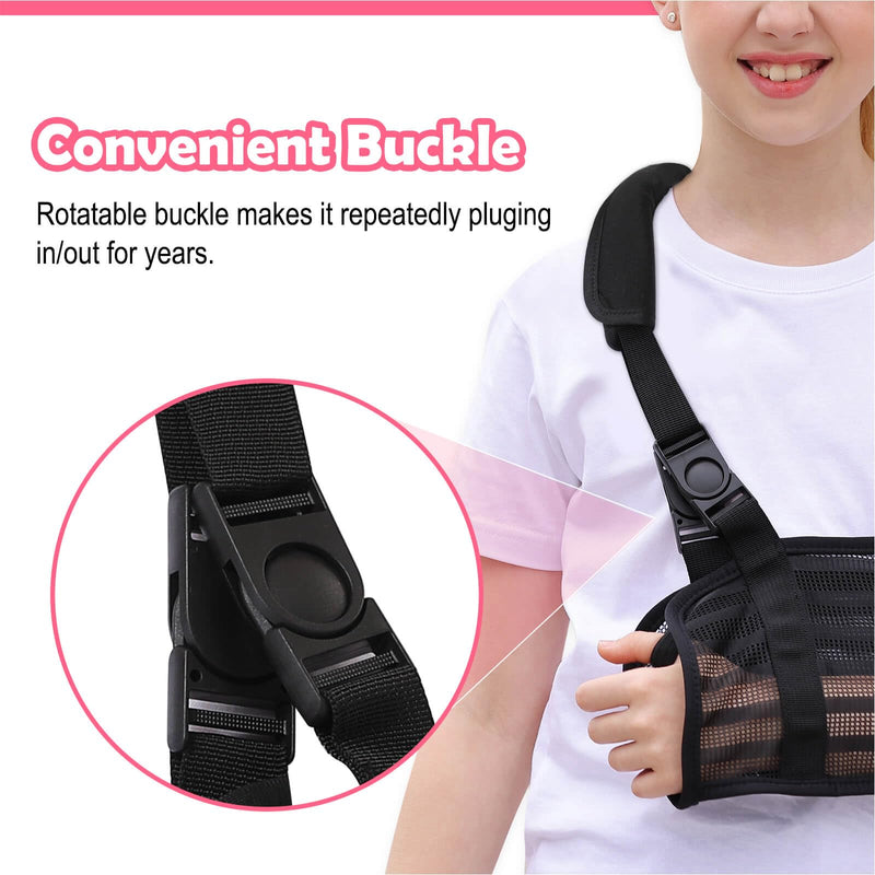Kids Arm Sling for Boys and Girls, Premium Mesh Toddler Arm Sling for Shoulder Elbow Wrist Injury, Black (Small) Small