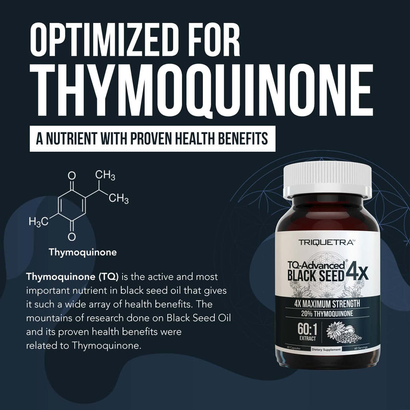 [Australia] - 20% Thymoquinone Black Seed Oil Extract Capsules - TQ-Advanced 4X®: Highest Thymoquinone Concentration Available - 60:1 Concentrate from Nigella Sativa, Raw Form, Vegan, Glass Bottle (60 Capsules) 50 MG (TQ) 