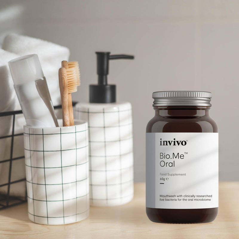 Invivo Bio.Me Oral Powder for Bad Breath, Healthy Gum Support and Oral Health. - 2.5 Billion CFU Probiotic Bio Cultures Complex Powder with PROBIOACT® - Contributes to Oral Microbiome