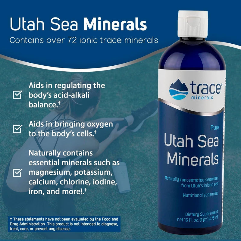 [Australia] - Trace Minerals Utah Sea Minerals - Liquid Nutritional Supplement with Sea Minerals - Energy Supplement with Ionic Trace Minerals, Magnesium & More - Supports Heart Health - 10 fl oz 
