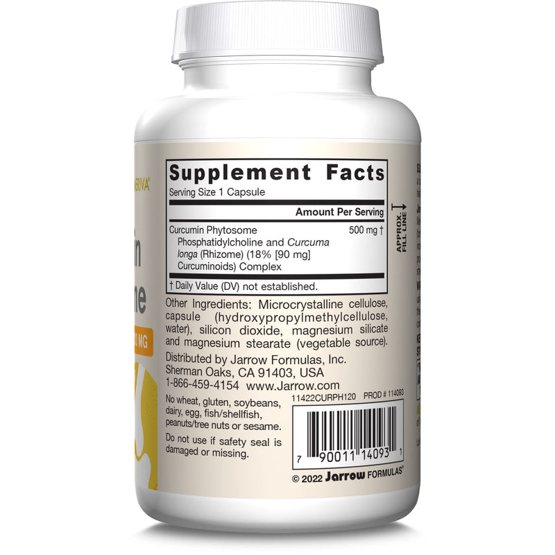 [Australia] - Jarrow Formulas Curcumin Phytosome 500 mg - 120 Veggie Capsules - Formulated with Meriva - Antioxidant Support Supplement - Joint Health & Support - 60 Servings Unflavored 120 Count (Pack of 1) 