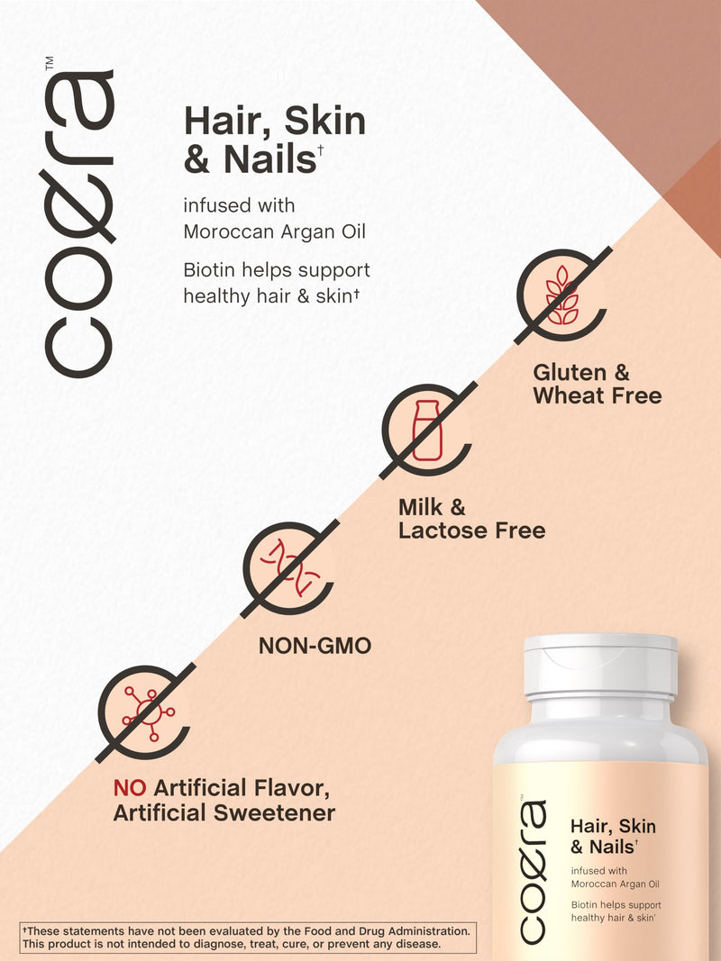 Coera Hair Skin & Nails with Biotin, Collagen, and Moroccan Argan Oil | 165 Softgels | For Men and Women | Non-GMO, Gluten Free Supplement