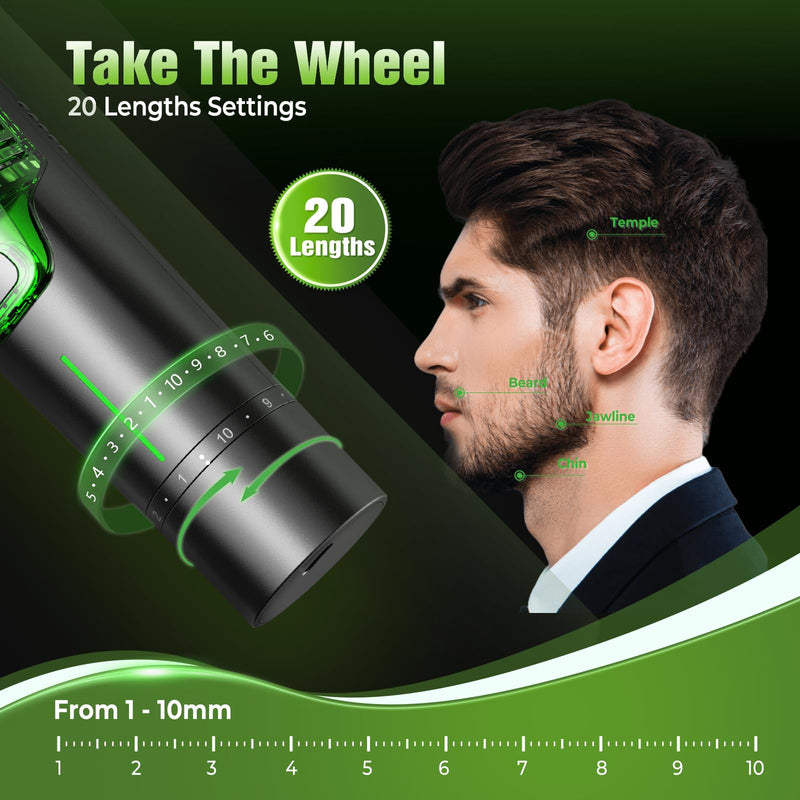[Australia] - Beard Trimmer for Men: All-in-One Vacuum Mustache Trimmer With Precision Dial,Adjustable 20 Length Setting Premium Facial Hair Groomer with Length Comb USB-C Recharge, Waterproof Wet/Dry Clipper Dark Navy 