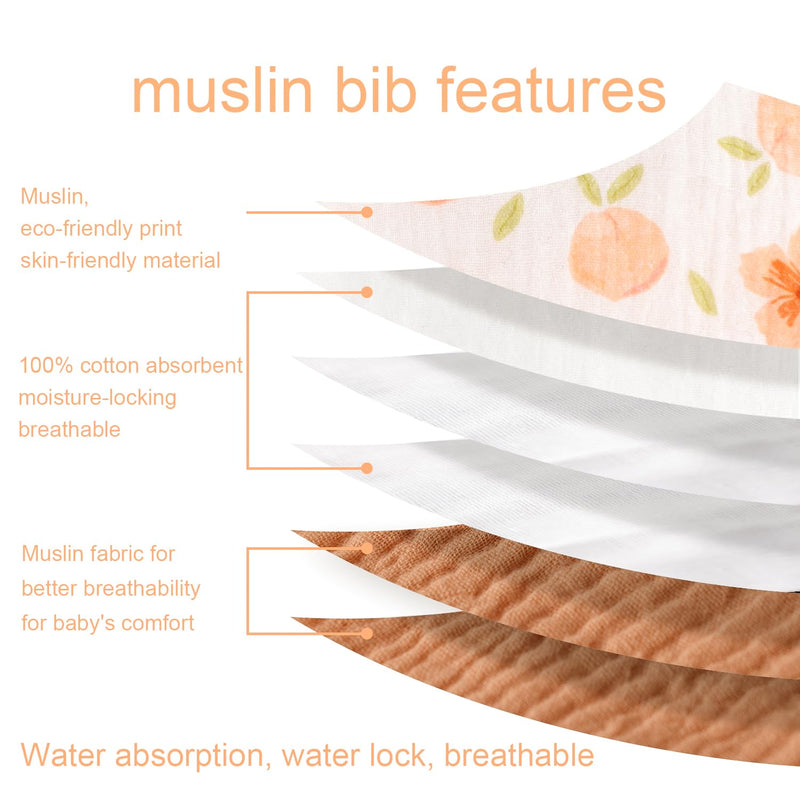 [Australia] - Baby Bandana Drool Bibs 6-Pack and Teething Toys 6-Pack Made with 100% Organic Cotton, Absorbent and Soft Unisex Muslin Bibs Pattern Girlsl 
