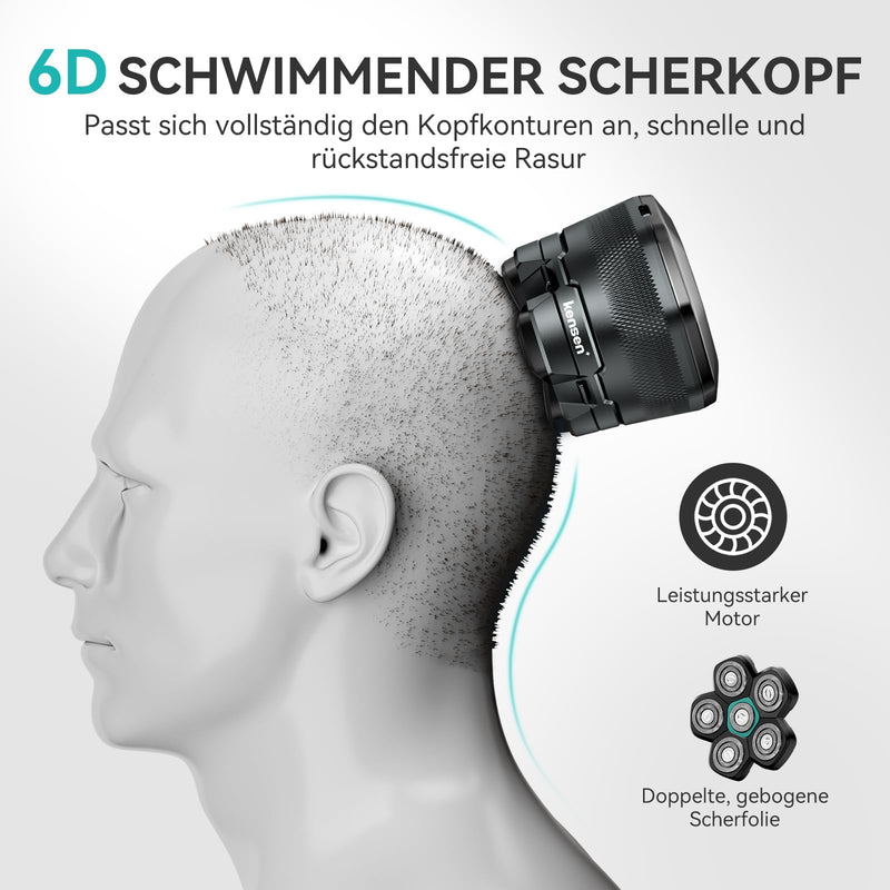[Australia] - Bald Razor Men, Kensen Head Shaver Bald Waterproof Head Shaver Men Rechargeable Type-C Shaver Head Bald Magnetic Head Shaver Men Easy to Clean Battery Life 160 Mins A 