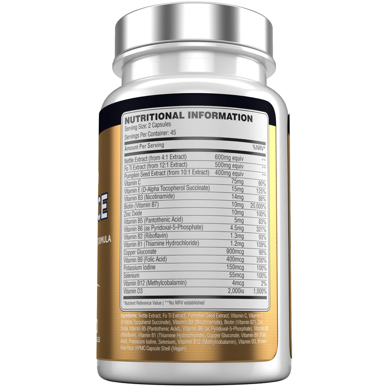 Scalp Science Advanced DHT Blocker Tablets Hair Growth Vitamins for Men and Women – 10,000mcg Biotin + Pumpkin Seed & Nettle Root – 90 Vegan Capsules