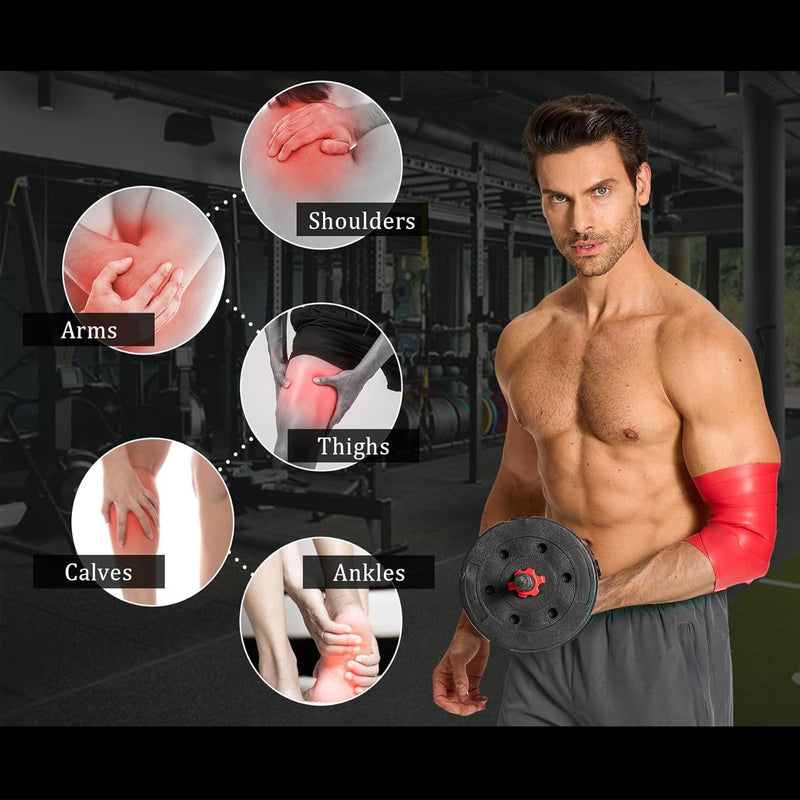 A-TAPE Muscle Floss Bands (5’ Ft Long X 2” inch Width)- Compression Bands - for Improving Movement, Increasing Circulation & Reducing Soreness (Red (Heavy) + Black (Medium))