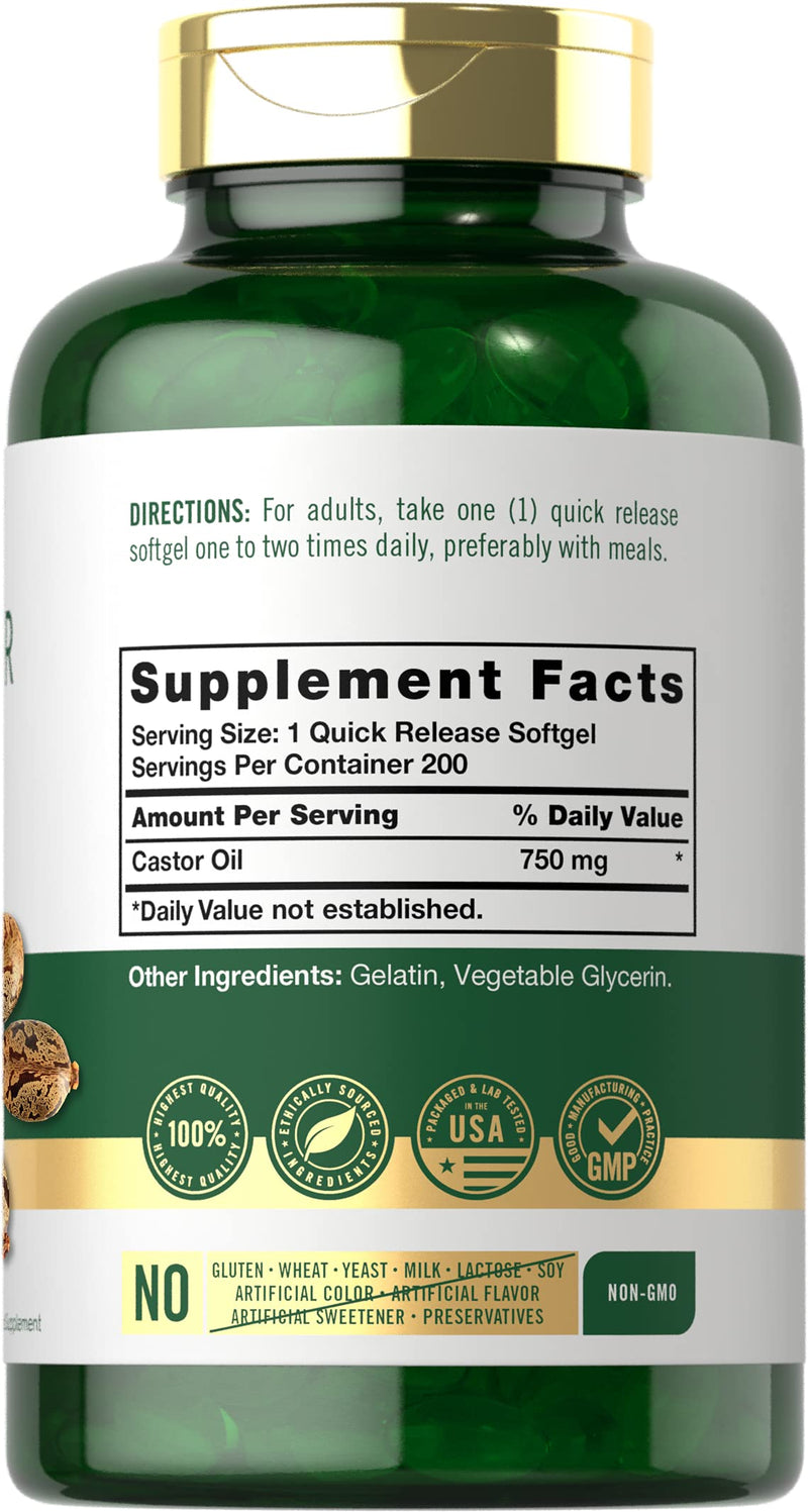 [Australia] - Carlyle Castor Oil 750mg | 200 Softgels | Traditional Herb | Non-GMO, Gluten Free Supplement 