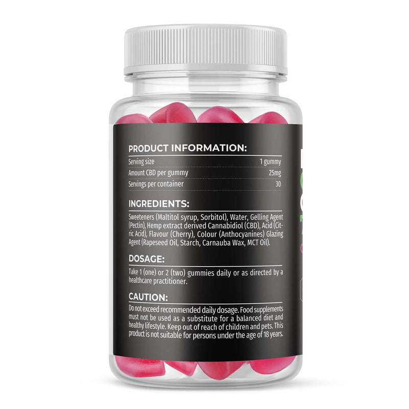 Reakiro CBD Vegan Gummies, 750mg, 30 Pieces, Cherry Flavour I 25mg per Gummy | 100% Vegan-Friendly CBD Edibles | High Strength | Stress & Anxiety Relief | Delicious Cherry Flavour 30 Capsules