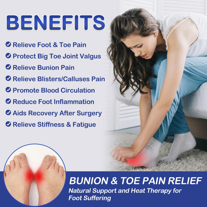 JOBYNA Electric Heating Bunion Correction, 2PCS 86-158 Big Toe Straightener for Hallux Valgus Bunion Pain Relief, Auto Shut Off, One Size Fits Most All