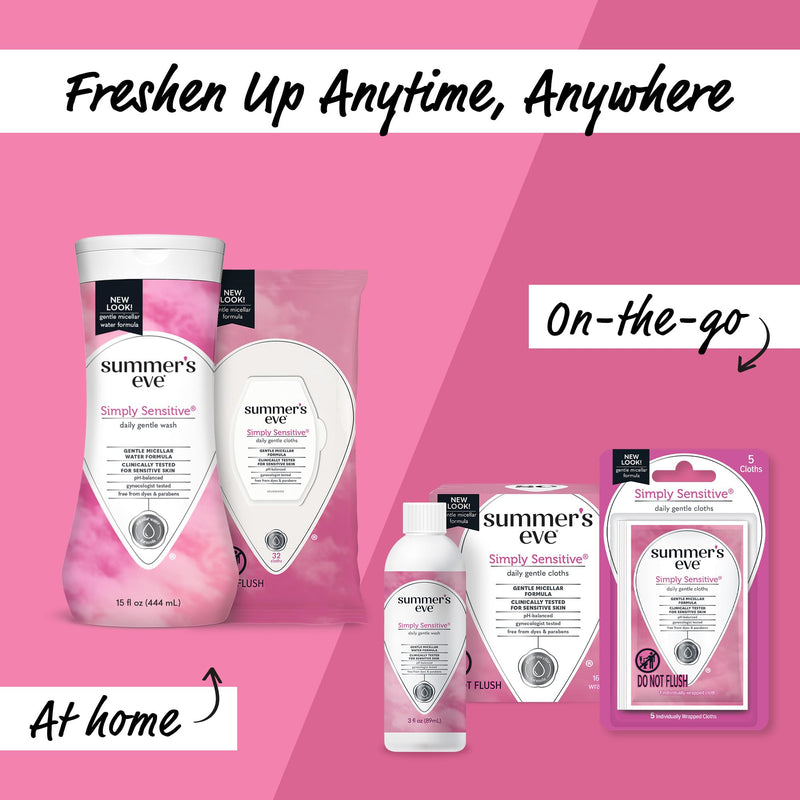 [Australia] - Summer's Eve Simply Sensitive Daily Gentle All Over Feminine Body Wash, Removes Odor, Feminine Wash pH Balanced, Travel Size 3 fl oz, 3 Pack Floral 3 Fl Oz (Pack of 3) 