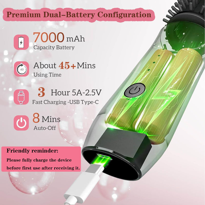 [Australia] - 3-in-1 Cordless Hair Styler: Curling Iron, Heated Brush & Straightener - Portable Rechargeable for Women (Black) Black 