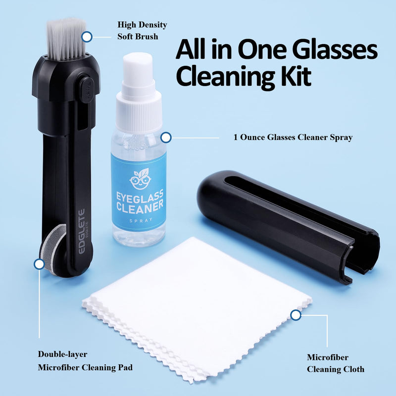 [Australia] - Glasses Cleaner Eyeglass Cleaning Kit- Eye Glass Cleaners Spray with Microfiber Lens Cleaner Cloth, Portable Glasses Cleaning Kit for Travel, 100% Safe Eyeglasses Cleaner Tool, No Streaks & Scratch Black 