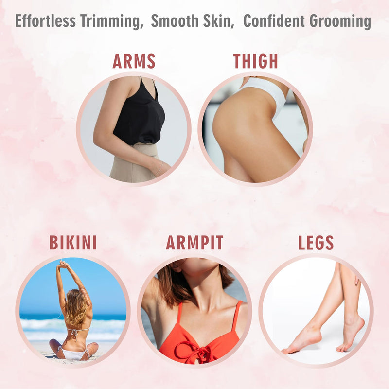 [Australia] - Electric Body Hair Trimmer - Groin Trimmer for Men - Bikini Trimmer Women - Wet/Dry Shaver Groomer, Rechargeable, Waterproof, Painless Hair Removal (Pink) Pink 
